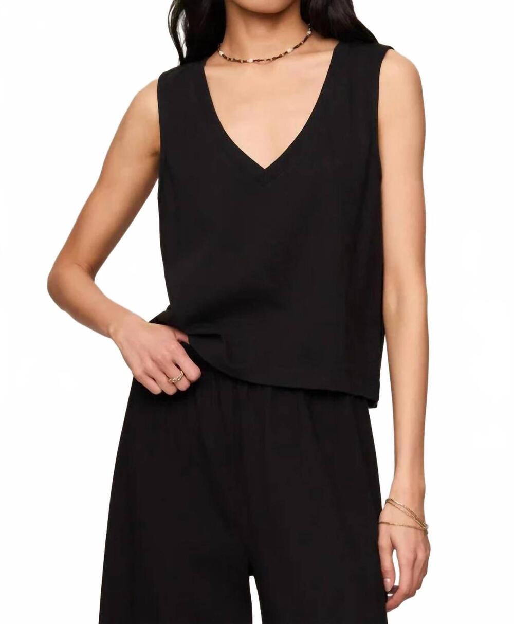 NEW Z SUPPLY sloane v-neck cotton jersey tank top in true black